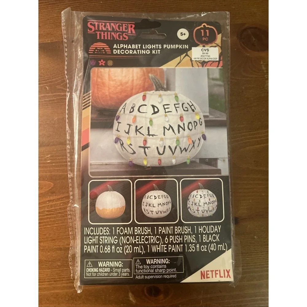 Stranger‎ Things Alphabet Lights Pumpkin Decorating Kit 11 Piece NEW Halloween